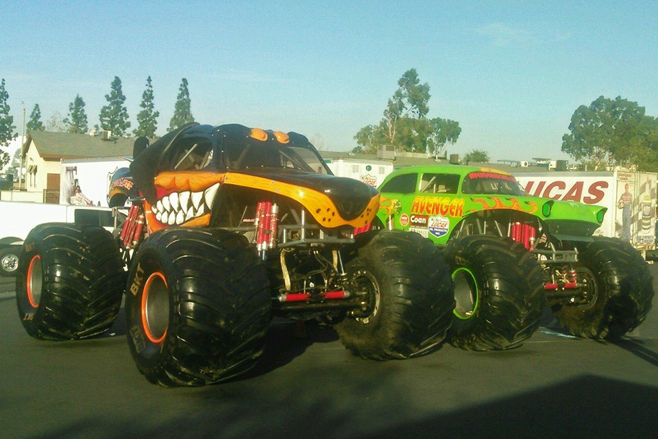 Trucks on display at the Lucas Oil shop